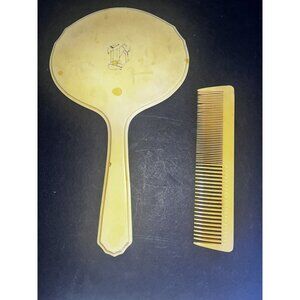 1950s Celluloid Vanity Set Hand Mirror Hair Comb No Missing Teeth Large